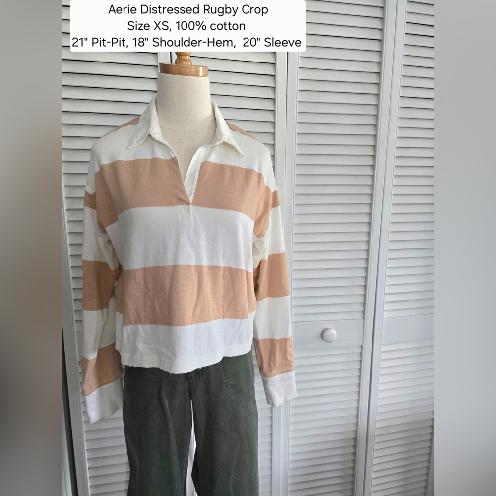 Aerie Striped Rugby Crop Top